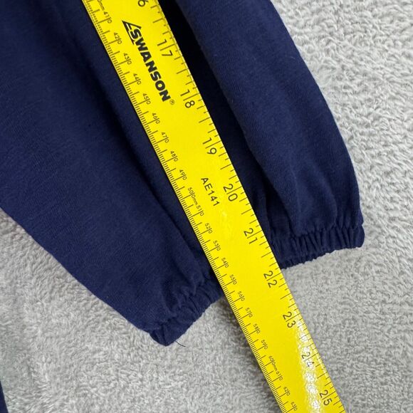 Crown & Ivy Top Womens XL Blue Navy Crew Neck Long Sleeves Smoked Elastic Cuff - Picture 10 of 13